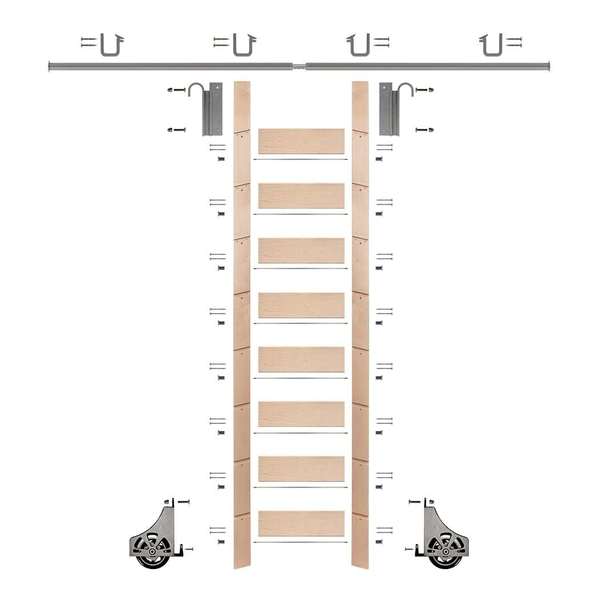 Meadow Lane Ladder 107 in. Pre-Finish Maple Satin Nickel Hook with 8 ft. Rail Kit EG.300-107MA-08.02-PF